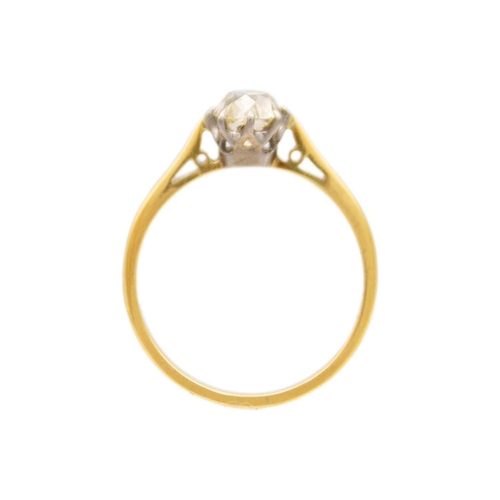 17 - An 18ct and platinum 0.75ct old mine cut diamond solitaire ring. The old mine cut diamond of 0.75ct ... 