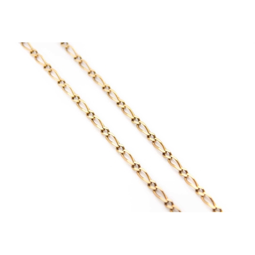 21 - A 9ct hallmarked gold Figaro necklace. Length 22.5