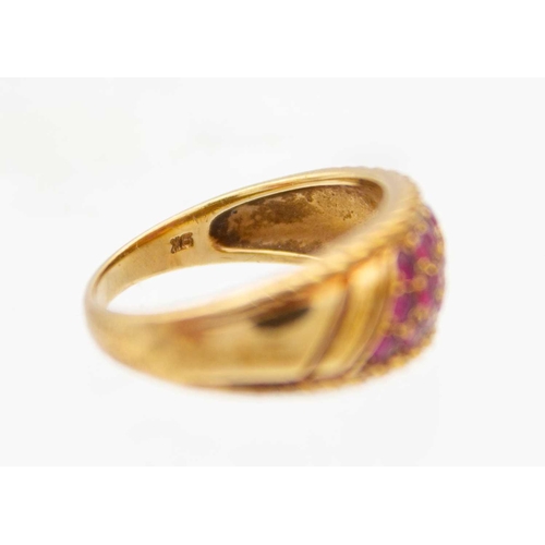 23 - Two 9ct hallmarked rose gold gem set rings. One set with a single round cut amethyst in a fancy open... 