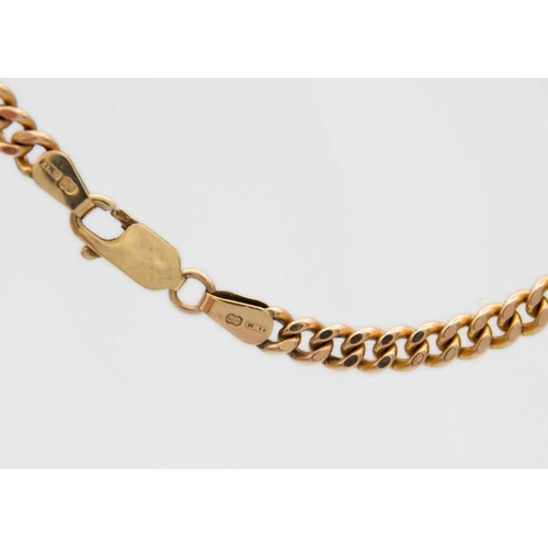 4 - A 9ct flat curb link necklace. Length 48.5cm, 23.2g.