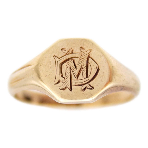 50 - Two 9ct hallmarked gold rings. One is a Victorian lady's signet ring with engraved monogram, sponsor... 