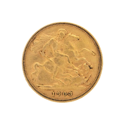 76 - An Edward VII 1903 half sovereign coin. 4.0g.