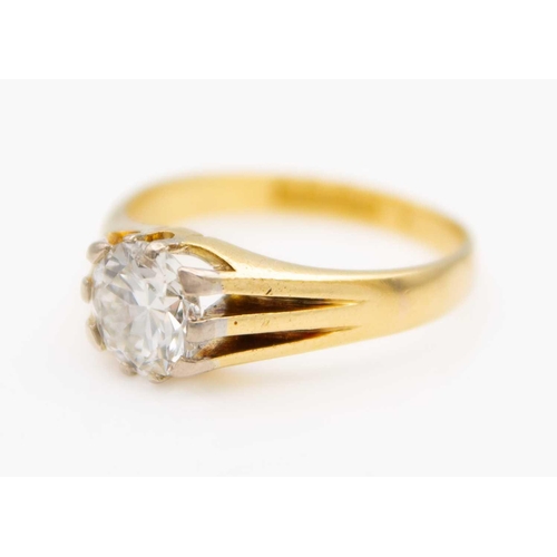 77 - A good 2.05ct diamond gentleman's ring, set in 18ct yellow gold. The diamond of intermediate round b... 