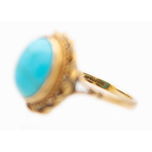 85 - A Victorian bombe form turquoise gold ring With enclosed back, diameter of the head 22mm, size I 1/2... 