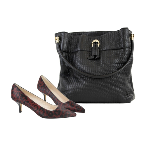 333 - A pair of L.K. Bennett size 40 pony skin heeled shoes and a Liu-Jo handbag.
The shoes are un-worn an... 