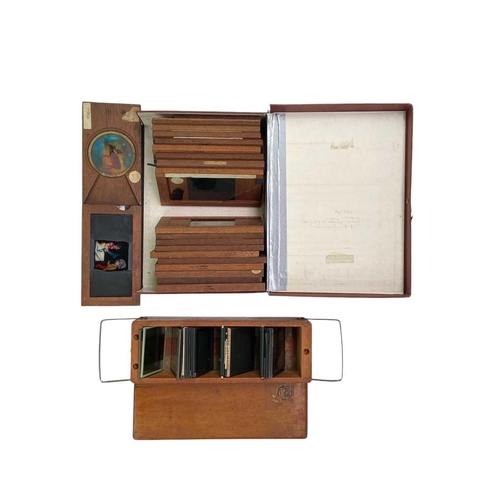 101 - A large collection of magic lantern slides, a Negretti & Zambra Magic Lantern and a pull-up screen. ... 