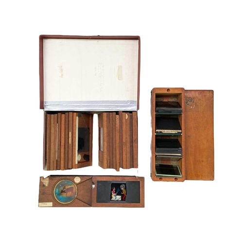 101 - A large collection of magic lantern slides, a Negretti & Zambra Magic Lantern and a pull-up screen. ... 