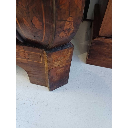 1013 - A Dutch walnut marquetry bureau bookcase. 18th century, the glazed upper part with angled sides and ... 