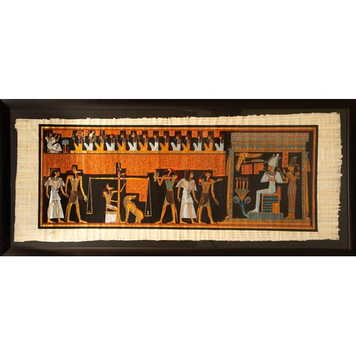 134 - A large Egyptian papyrus. Image size 68cm x 178cm frame size 88cm x 198cm.