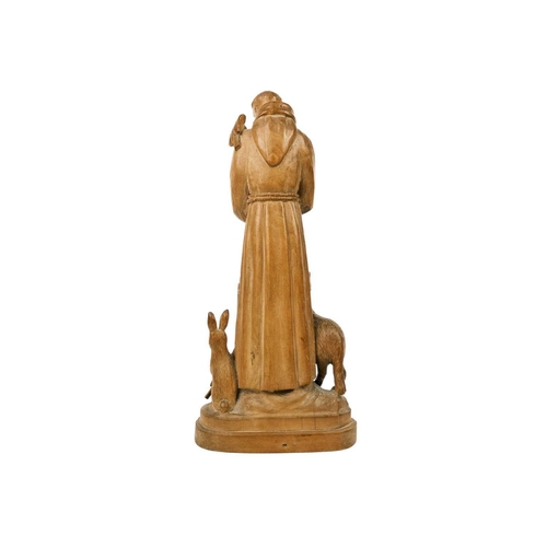 177 - Frank Rosier (1867-1946) A carved limewood figure of St Francis of Assisi, circa 1920, height 38cm. ... 