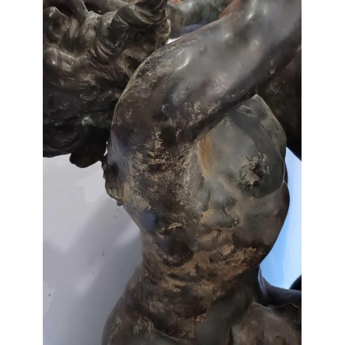 20 - Henri Desire Gauquie (1858-1927). Satyr and a Bacchante, bronze, signed to base, height 97cm. The ca... 