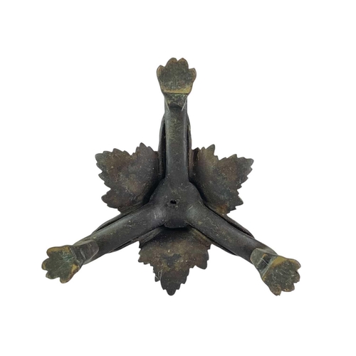 206 - French bronze candlestick. Late 19th century, the fluted column entwined with a snake, the leaf cast... 