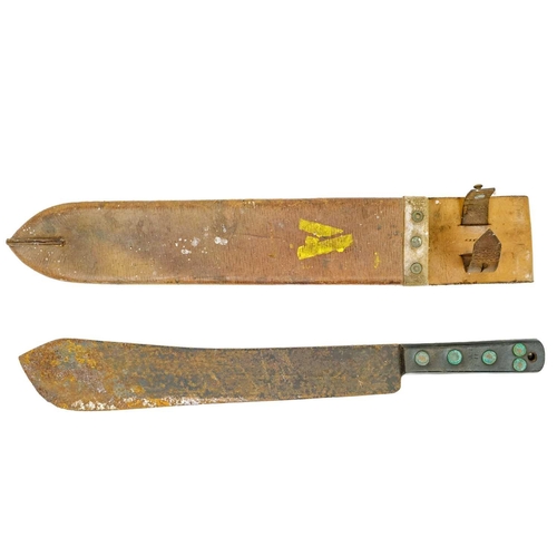 215 - A WW II machete, by S & J Kitchin Ltd. With broad arrow and dated 194? with a leather sheath, stampe... 