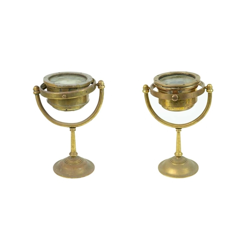 239 - A Cassens & Plath brass binnacle compass. On a gimbal stand, number 6275/4, height 27cm, diameter of... 