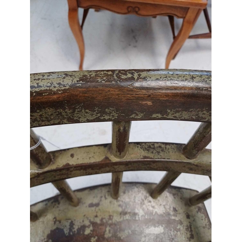 247 - A primitive painted Welsh style stick back Windsor chair. 19th/early 20th century, with a stepped to... 