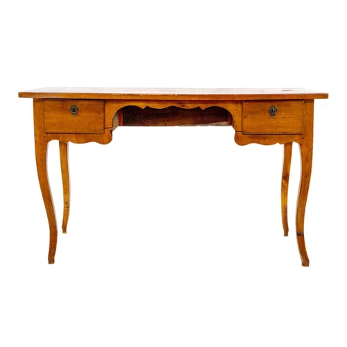 262 - A French cherry wood table. 19th century, fitted with two drawers on cabriole legs, height 77cm, wid... 