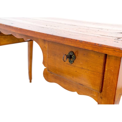 262 - A French cherry wood table. 19th century, fitted with two drawers on cabriole legs, height 77cm, wid... 