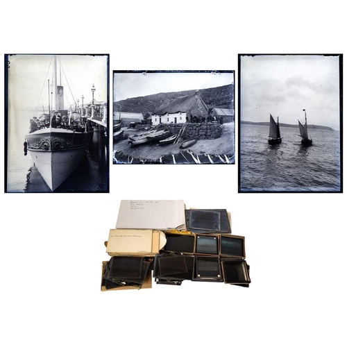 28 - A collection of early 20th century maritime glass plate negatives and magic lantern slides. Includin... 