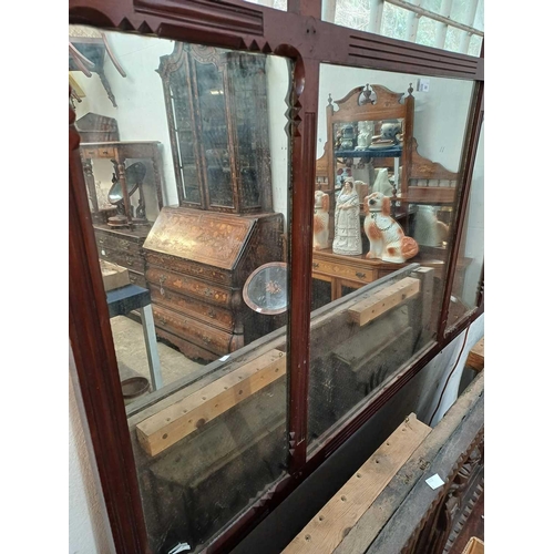 300 - A Late Victorian triple plate over mantle mirror. Criddle & Smith House Furnishers Truro brass plate... 