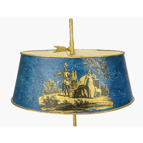 306 - An Italian painted cast metal and tole ware table lamp. mid-late 20th century, with a scumbled blue ... 