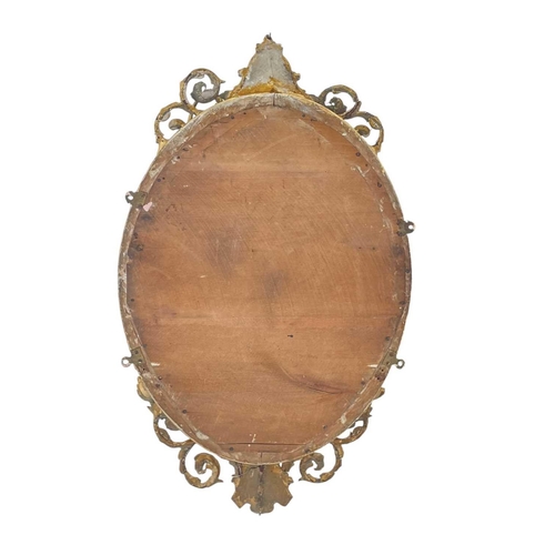 342 - A 19th century gesso gilt girandole mirror. With foliate scrolls, height 94cm width 56cm.