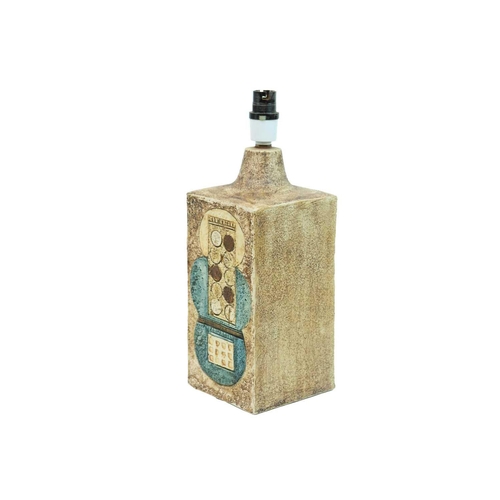 351 - A Troika pottery rectangular table lamp base. Decorated by Jane Fitzgerald, height 29cm. Old glue re... 