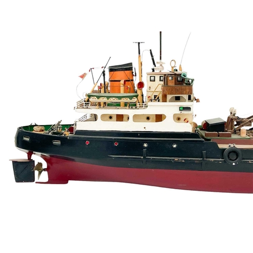 37 - A scratch built model of a cargo ship-Paulus. Formerly radio-controlled, length 122cm.