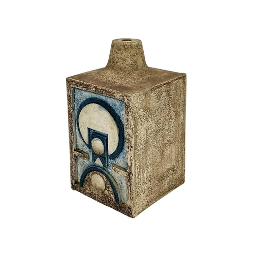 370 - A Troika rectangular table lamp base. Decorated by Tina Doubleday, in blue and brown shades, with a ... 