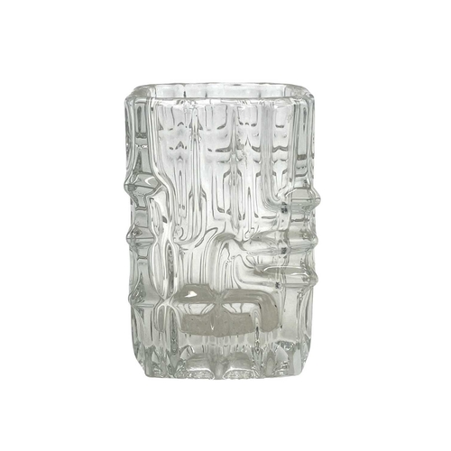 389 - A collection of retro glassware including Whitefriars. A Whitefriars knobbly glass vase 12cm in heig... 