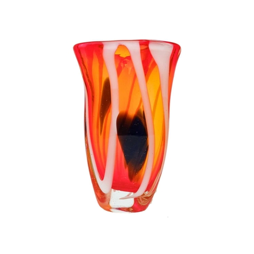 390 - An Isle of Wight lollipop vase. Height 15cm, together with a Castellani Murano swirl vase with certi... 