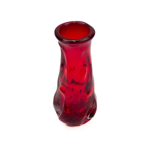 394 - A Whitefriars ruby glass Knobbly vase. Height 25cm