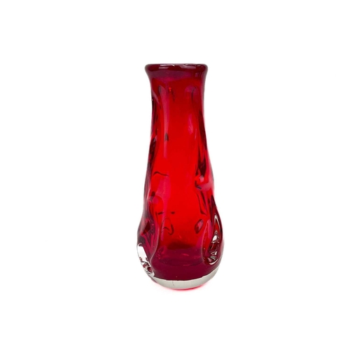 394 - A Whitefriars ruby glass Knobbly vase. Height 25cm