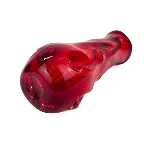 394 - A Whitefriars ruby glass Knobbly vase. Height 25cm