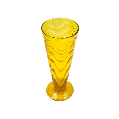 396 - A Thomas Webb & Sons amber Gay Glass conical vase. Height 30.5cm.