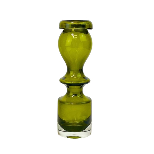 397 - Riihimaki Finish glass, three pieces. A Cog vase by Tamara Aldin height 28cm, a Pompadour olive gree... 