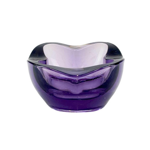 398 - A Murano glass trefoil ashtray/bowl. Diameter 15cm together with three other various mid century gla... 