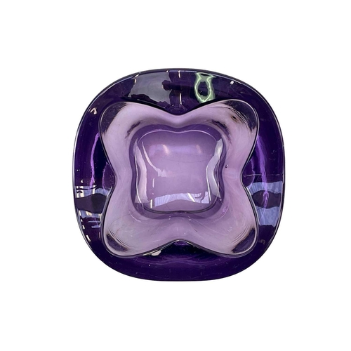 398 - A Murano glass trefoil ashtray/bowl. Diameter 15cm together with three other various mid century gla... 