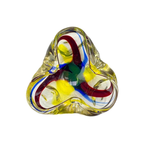 398 - A Murano glass trefoil ashtray/bowl. Diameter 15cm together with three other various mid century gla... 