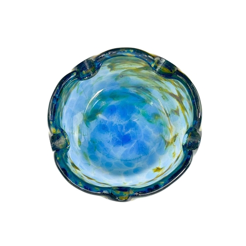 398 - A Murano glass trefoil ashtray/bowl. Diameter 15cm together with three other various mid century gla... 