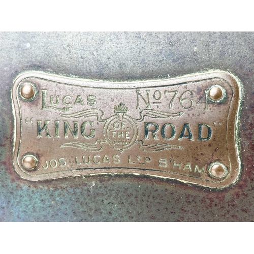 40 - An early 20th century brass Lucas King of the Road No 764 carriage lamp. Height 31cm.