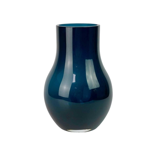 412 - A Georg Jensen Cafu glass vase. Steel grey/blue, etched mark, height 30cm. There are no condition is... 