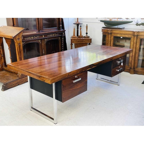 432 - A Ray Leigh and Trevor Chinn desk manufactured by Gordon Russell. Indian rosewood veneer, chrome and... 