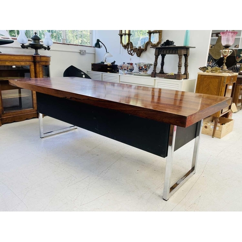 432 - A Ray Leigh and Trevor Chinn desk manufactured by Gordon Russell. Indian rosewood veneer, chrome and... 