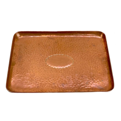 47 - A copper tray probably Newlyn. Unstamped, 37cm x 26.5cm.