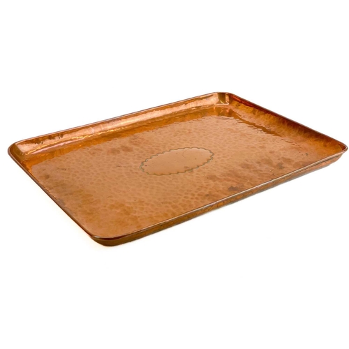 47 - A copper tray probably Newlyn. Unstamped, 37cm x 26.5cm.