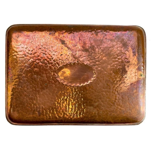 47 - A copper tray probably Newlyn. Unstamped, 37cm x 26.5cm.