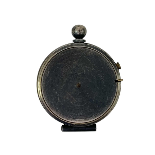 505 - A late 19th century lacquered brass marching compass. With mother of pearl chapter ring and reflecti... 