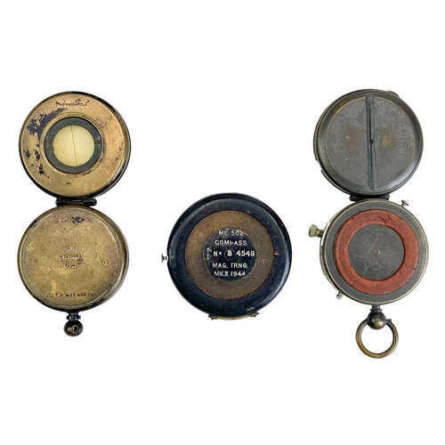 507 - A late 19th century Verners Patent brass compass by J.H Steward. No.412 Major W Verner together with... 