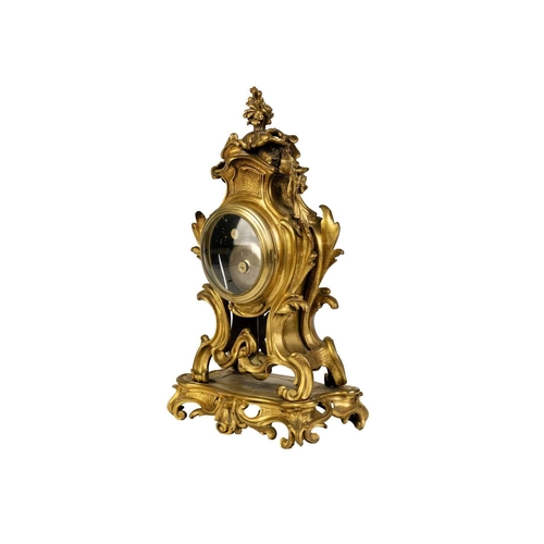 535 - A French ormolu rococo revival mantel clock, 19th century. The movement stamped Lons Paris, with sil... 