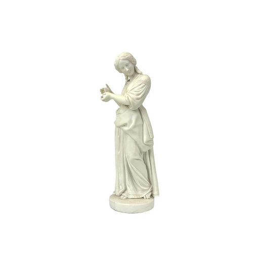 557 - An English Parian figure of a maiden. Height 33cm together with another English Parian figure group.... 